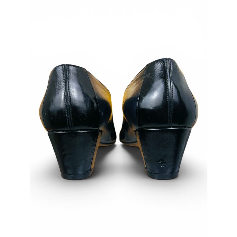 Chanel 1998 Two Tone Spectator Cap Toe Pumps Navy Black Leather Heels 36 - Picture 4 of 10